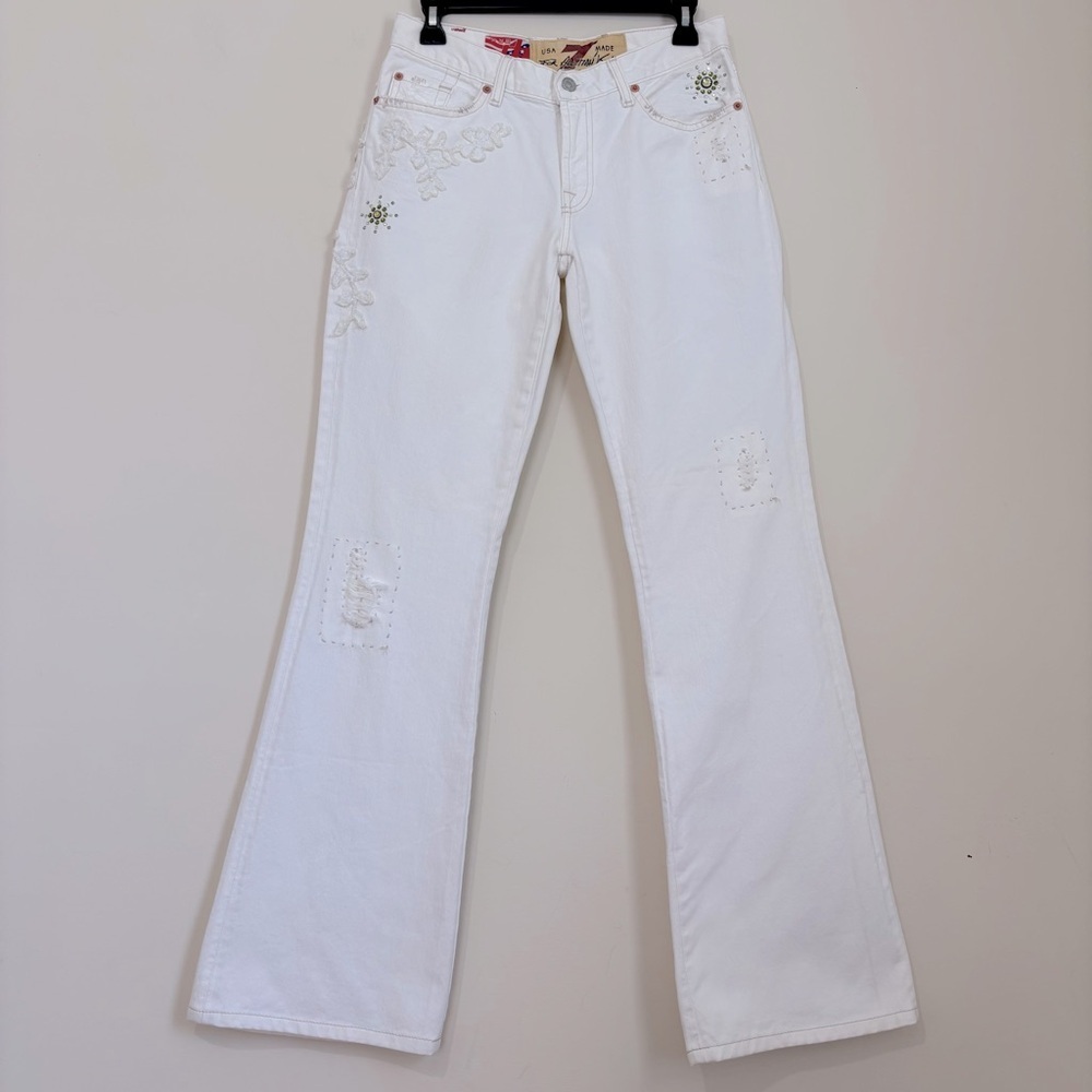 7 For All Mankind White Flare Jeans